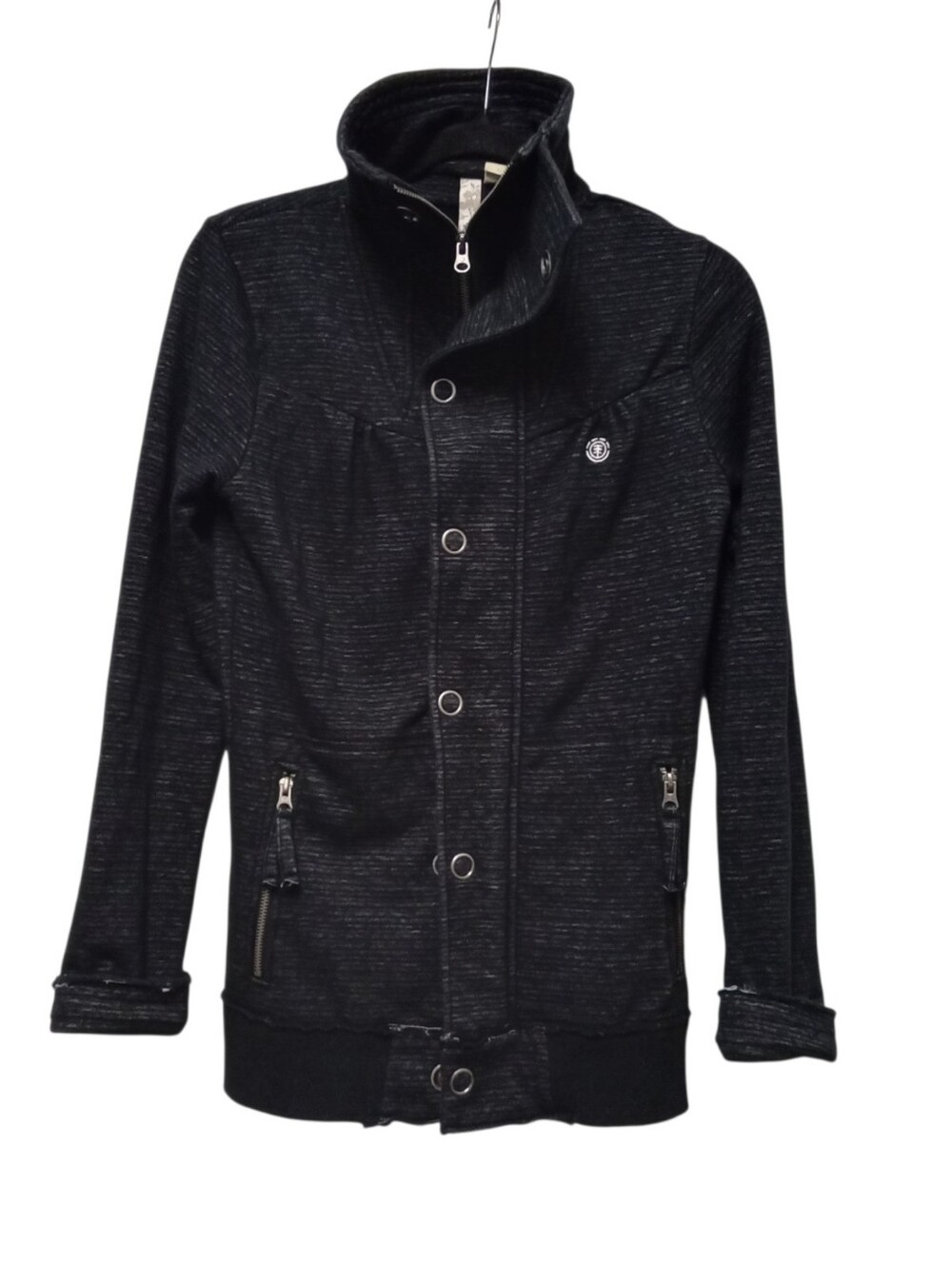 Elements Women's Black White Military Utility Field Jacket Stand Collar Medium